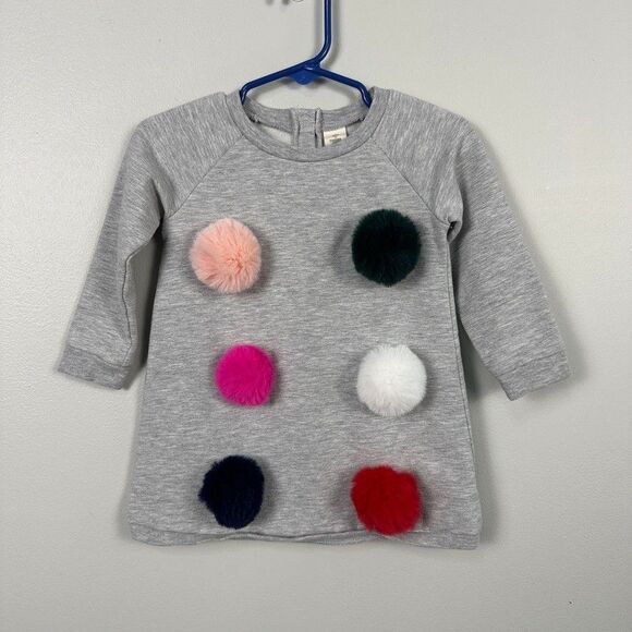 Tucker + Tate Nordstrom Baby Girl 12m Sweater Dress Grey Pom Crewneck - Picture 1 of 3